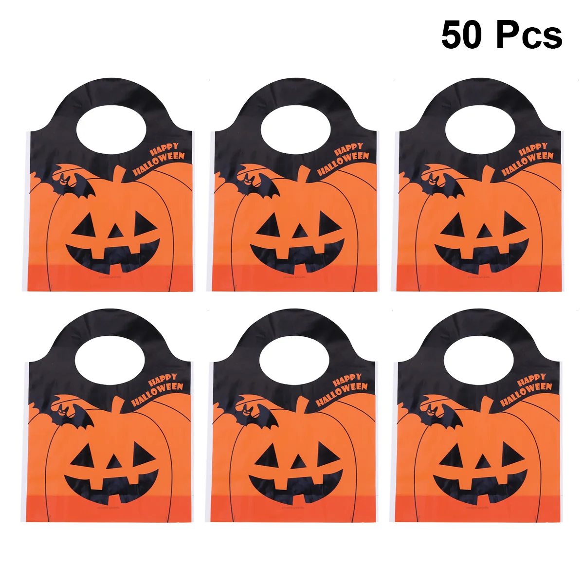 

50 Pumpkin Candy Bags Treat Bags, Trick or Treat Bags Goodie Bags, Orange Tote Bags Party Favors Gift Bags, 5 x 19 5