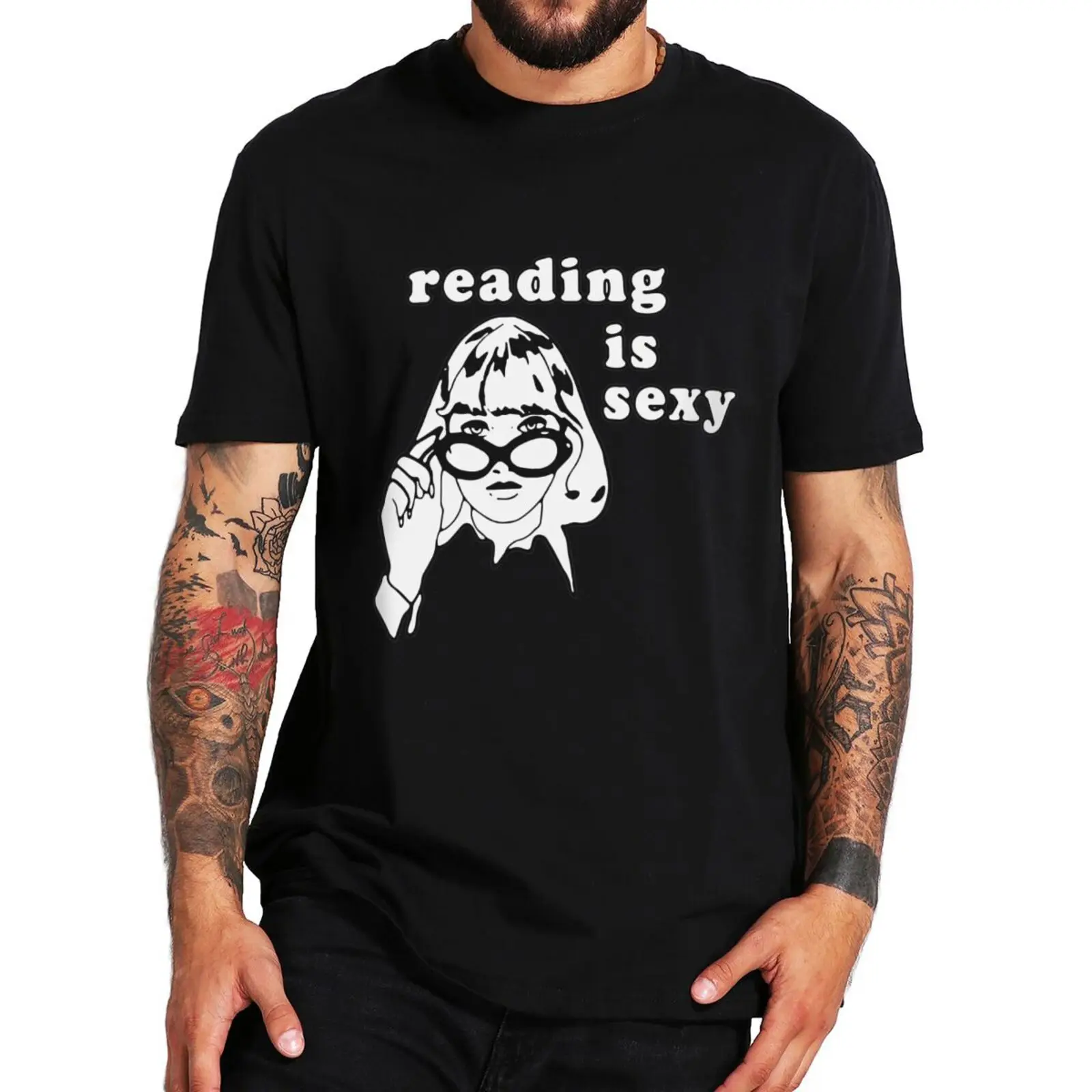 

Retro Reading Is Sexy T Shirt Funny Sayings Read Book Lovers Tee Tops 100% Cotton Round Neck Casual Basic Unisex T-shirts