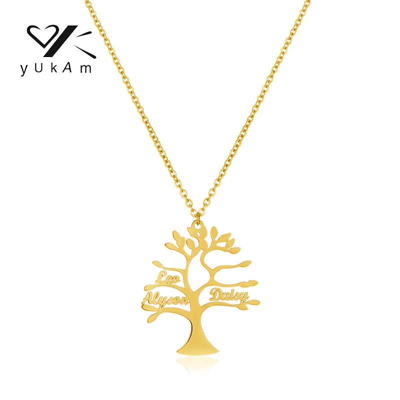 YUKAM Tree Women's Necklaces Customizable Stainless Name Necklace Steel Special Custom Gifts for Customers Personalised Chain