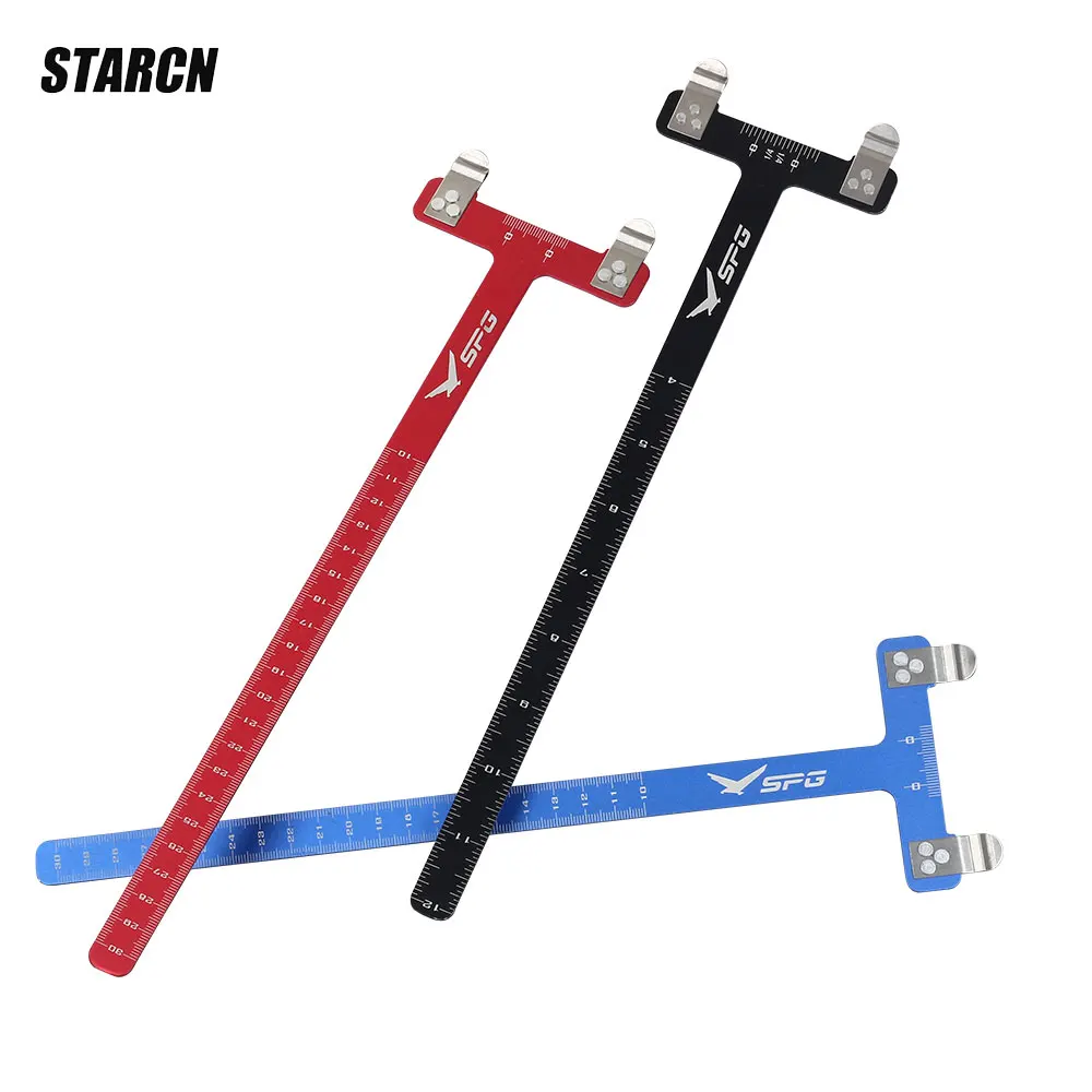 

3 Colors Black/Red/Blue Aluminium High Hardness and Durable Archery Equipment Recurve Bow T Square Ruler