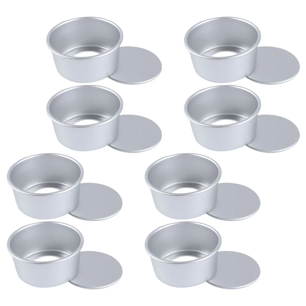 

8 Pcs Micro-wave Oven Useful Baking Mold Practical Pan Plate Nonstick Mousse Aluminum Alloy Microwave 4 Inch Cake
