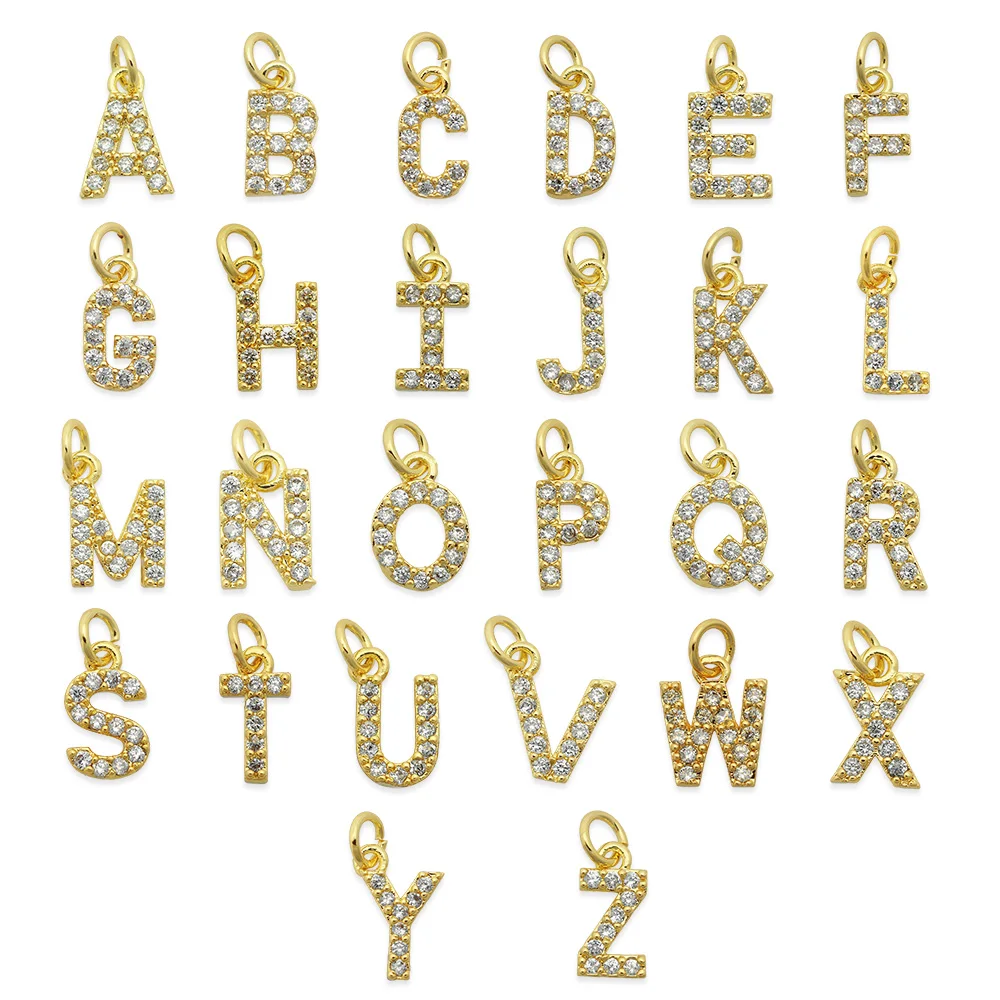 5 шт./лот латунные фианитовые Подвески с буквами A-Z DIY ювелирные изделия оптовая
