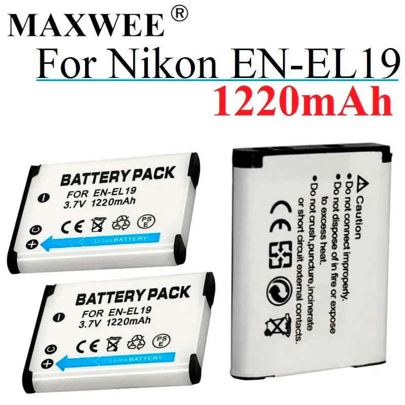 

Аккумулятор EN EL19 EN-EL19 для Nikon Coolpix S100 S2500 S2600 S3100 S3200 S3300 S4100 S4200 S4300 S6600 S6900 L10 1220 мАч EN EL19