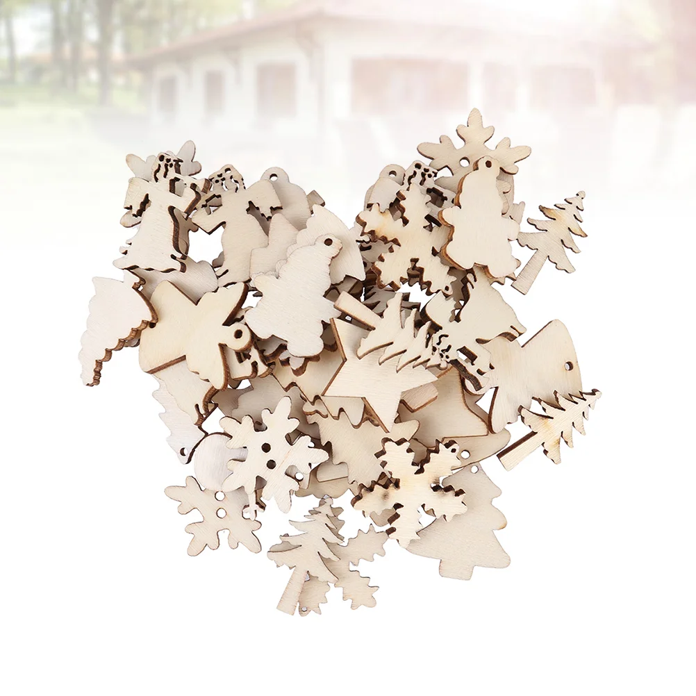 

100pcs Chips Xmas Festive DIY Decorative Snowman Christmas Tree Bell Snowflake DIY Ornament