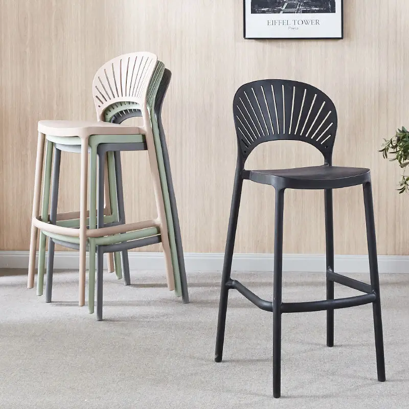 

O54Nordic modern simple bar chair backrest chair Plastic high stool bar chair Outdoor high chair can be stacked chairs