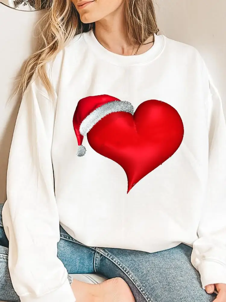 

Пуловеры для женщин с новогодним модным принтом Веселый Рождество акварель Любовь Сердце трендовые графические свитшоты женская одежда