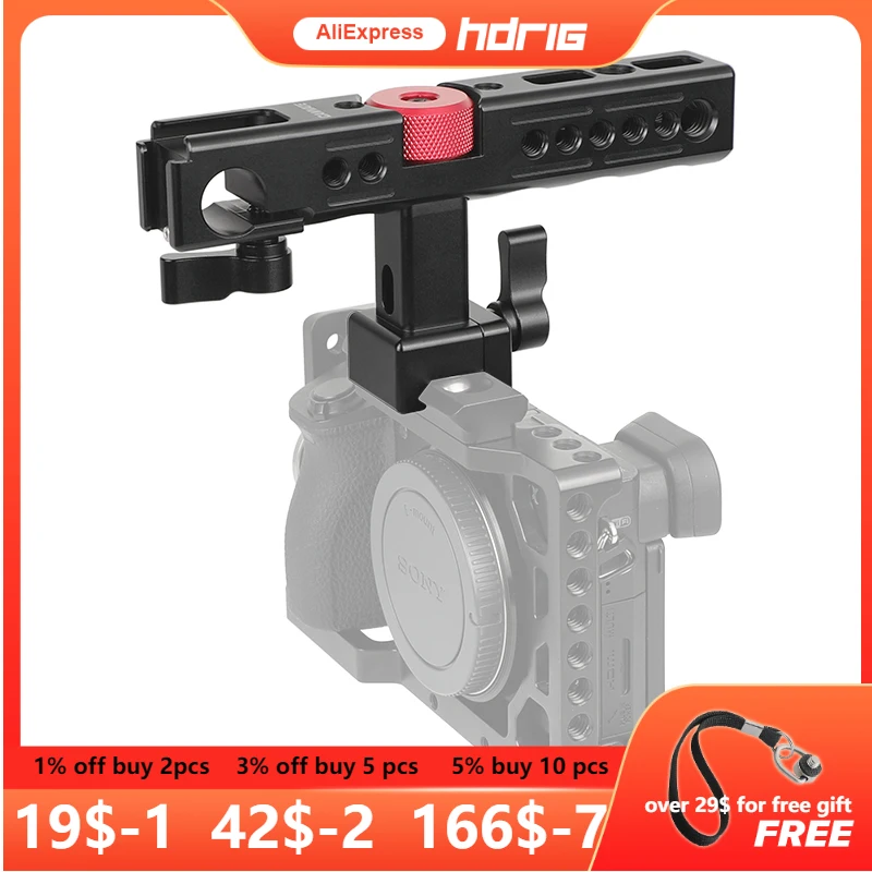 

HDRIG Nato Top Handle Kit with 15mm Rod Clamp & Shoe Mounts with 1/4"-20 Ball Heads Hot Shoe Mount for Camera Cage Rig