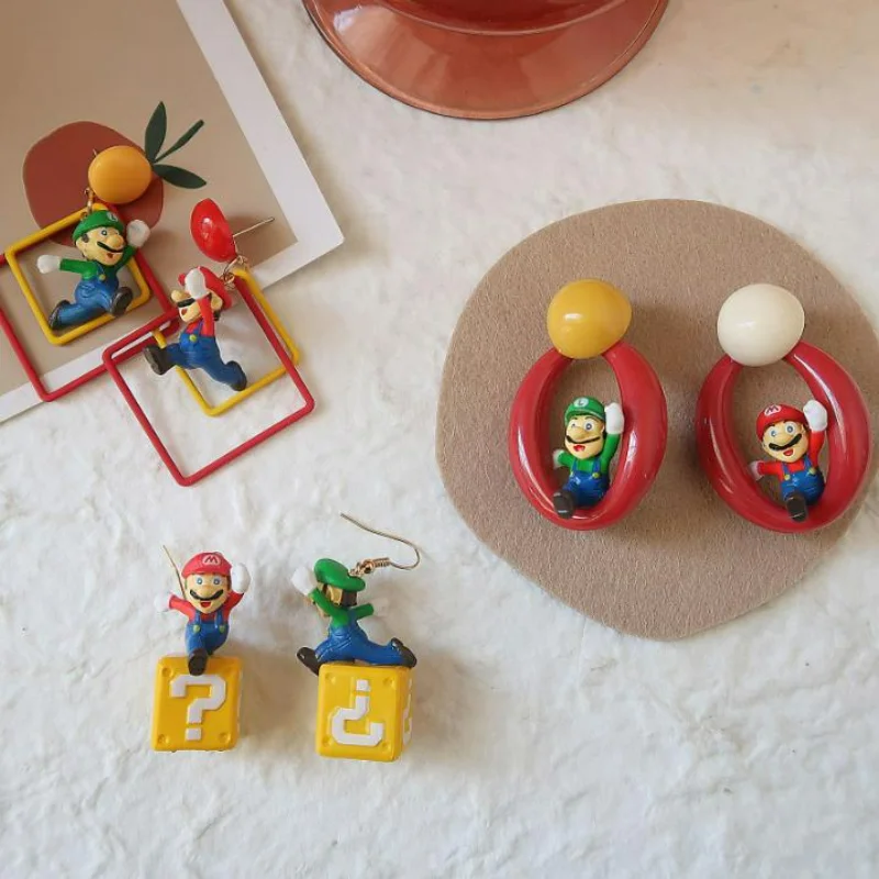 

Super Mario Bros Women's Earrings Anime Game Series Yoshi Wario Funny Modeling Earrings Accessories Fashion Metal Ear Clips