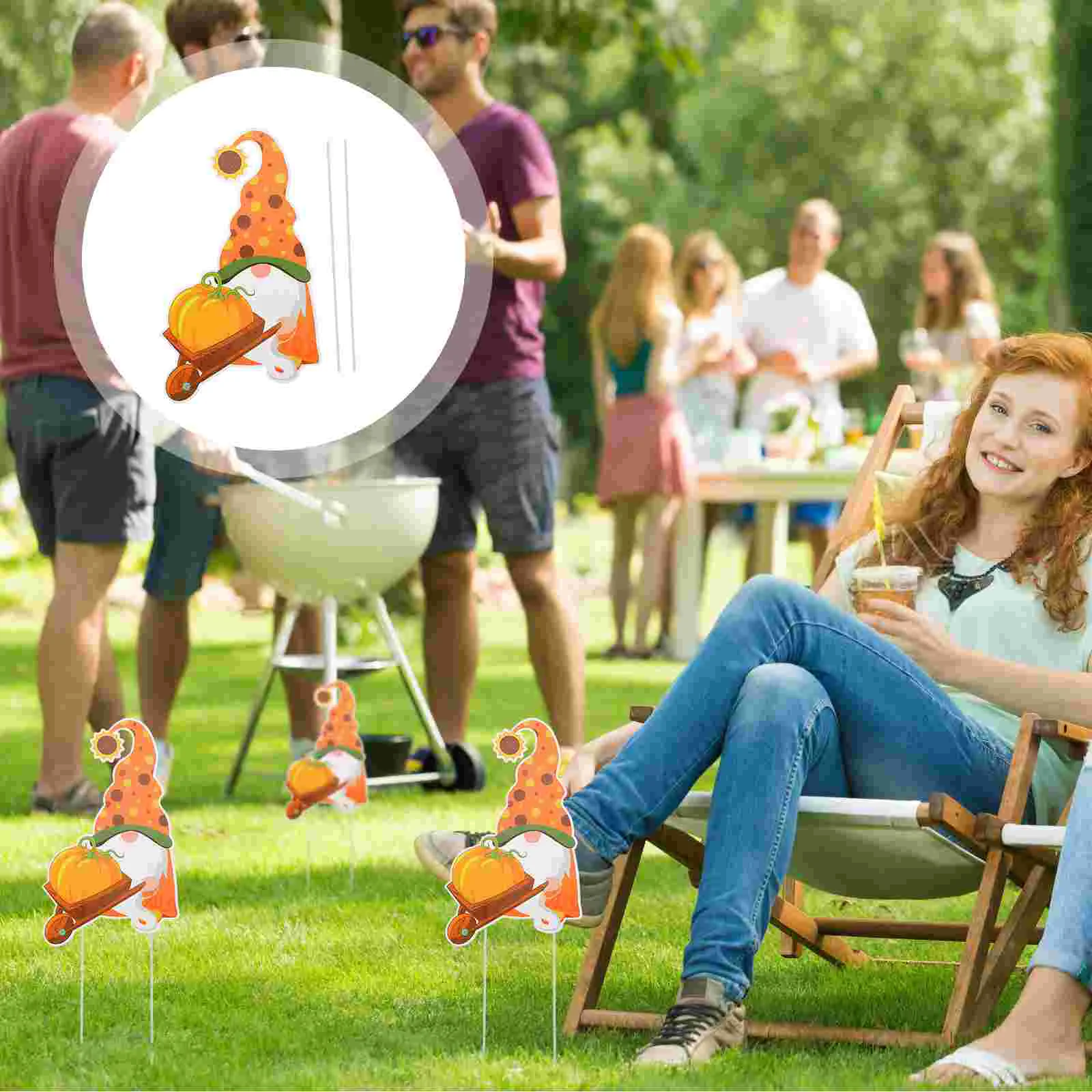 

Thanksgiving Yard Sign Signs Lawn Outdoor Garden Stakes Harvest Decoration Decorations Fall Turkey Party Statue Gnome Silhouette