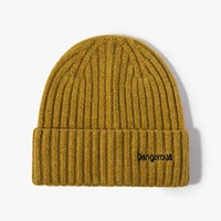 winter hats for women beanie wool blending mens winter hats solid color skullies letter embroidery beanie knit bonnet women