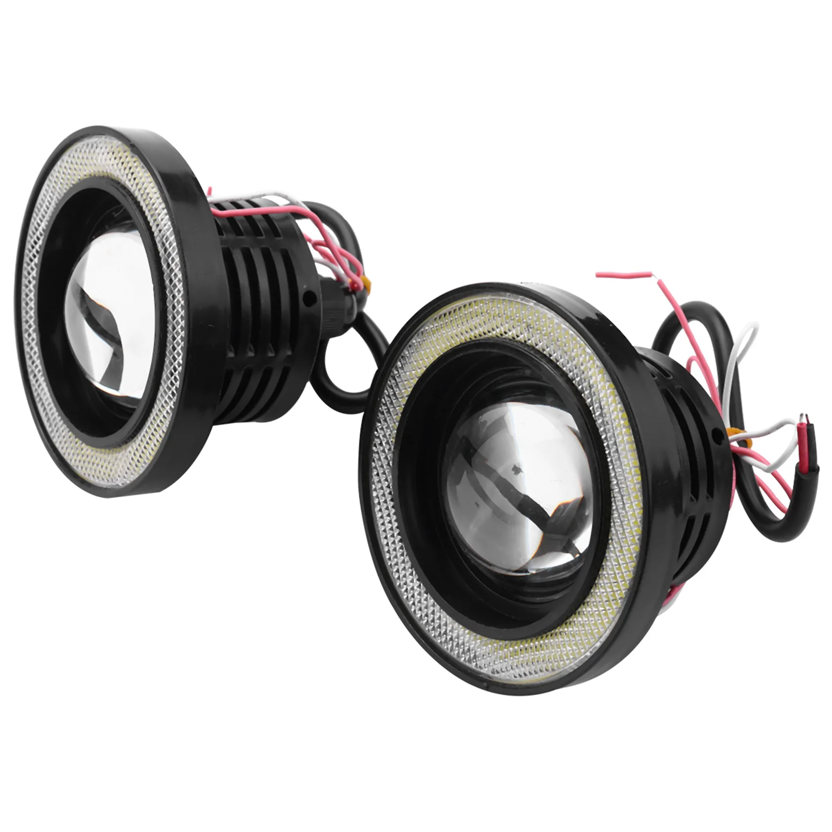 

2Pcs Car Universal 3.5 Inch Cob Angel Eye Fog Lights Headlights Running Lights White
