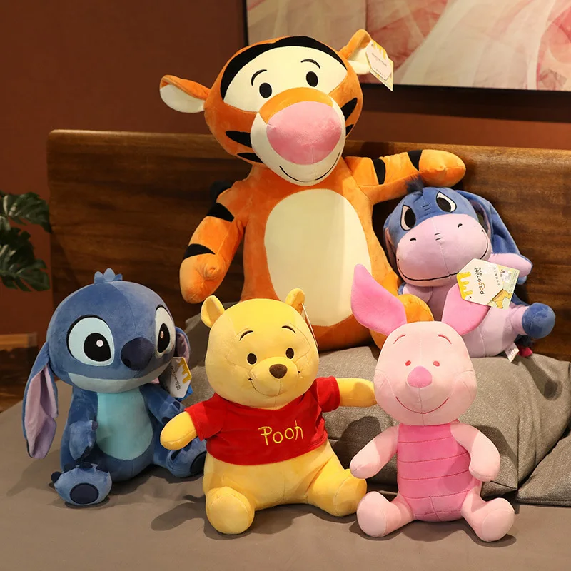 

Disney Winnie The Pooh Bear Tigger Lilo & Stitch Eeyore Plush Toy Anime Peripherals Plush Pendant Kids Christmas Birthday Gift