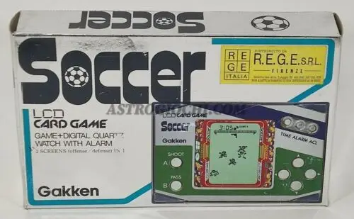 

Gakken LCD футбольные ручные игровые часы винтажные 1983 новые в коробке Серебряный вариант