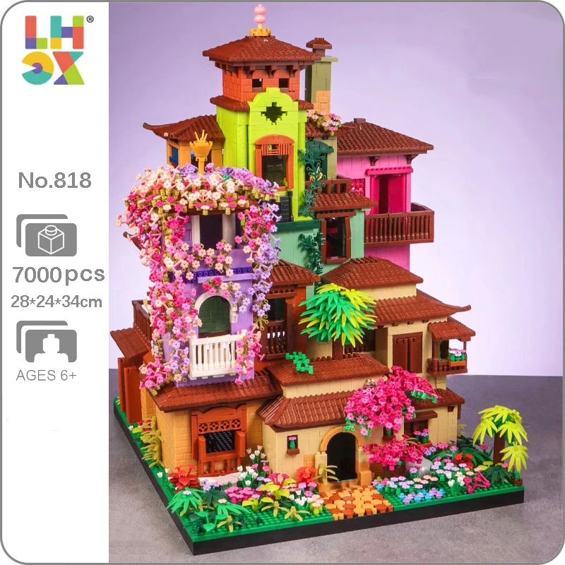 

LHCX 818 World Architecture Magic Flower House Cherry Blossom Villa Garden Model Mini Diamond Blocks Bricks Building Toy No Box