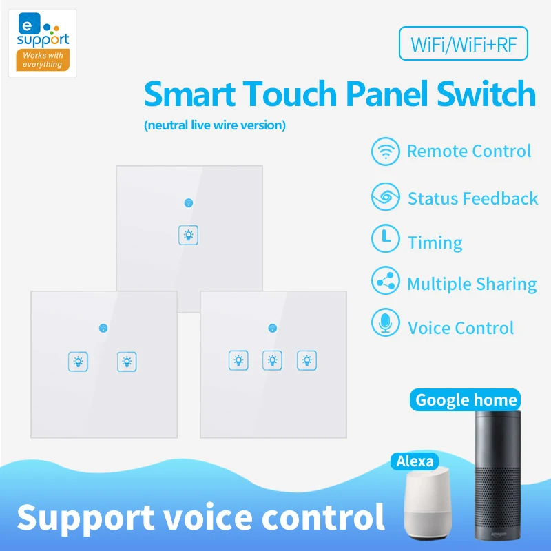 

Настенный выключатель, панель с голосовым управлением для Google Home, 2 а/кнопочный переключатель Wi-Fi, с круглой основой, для электрического подогрева пола, умный выключатель