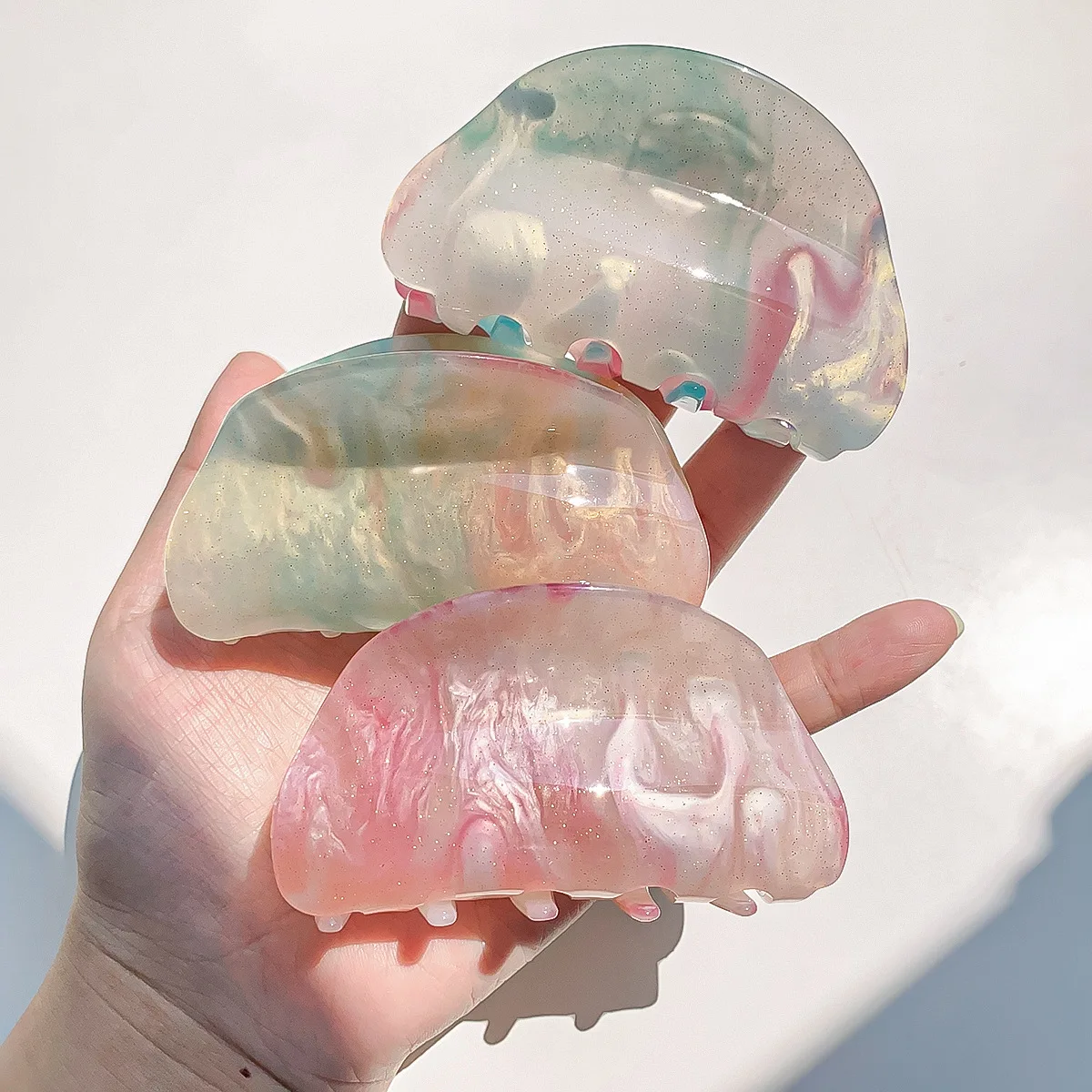 Ful Gradient Contrasting Colors Resin Hair Clips For Women Makeup Clip Magazine Modeling Headdress