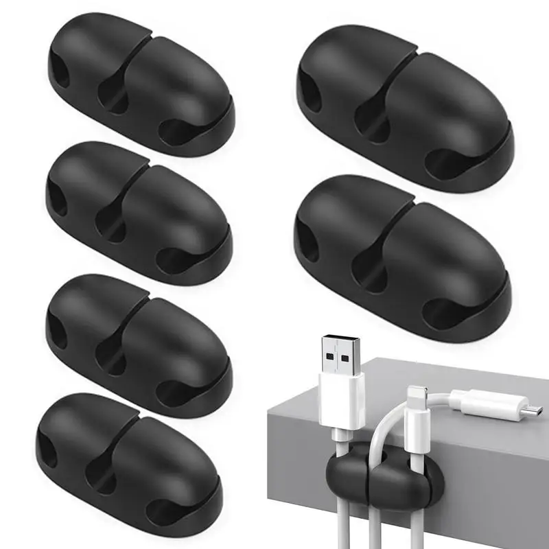 

3-Hole Cable Organizer Holder 6pcs Cable Clip Desk Tidy Organiser Wire Lead Silicone USB Charger Holder Fixer USB Cable Winder