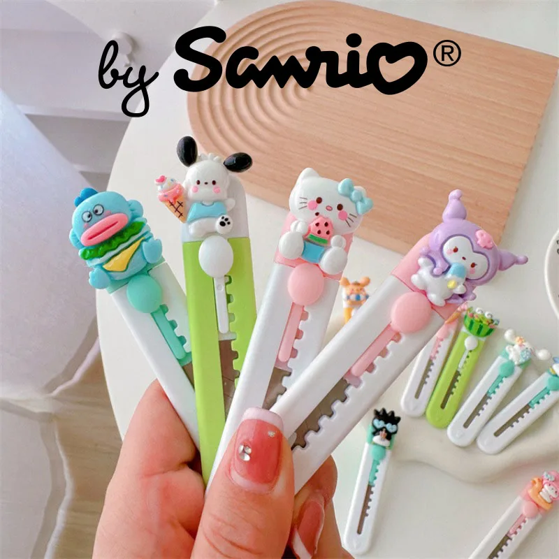 

Sanrio Hello Kitty Kuromi Cinnamoroll Utility Knife Portable Mini Small Paper Knife Package Opener Anime Kawaii Cute Creative