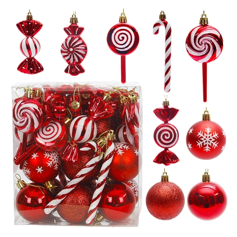 Елочные украшения OOTDTY, набор из 36 штук