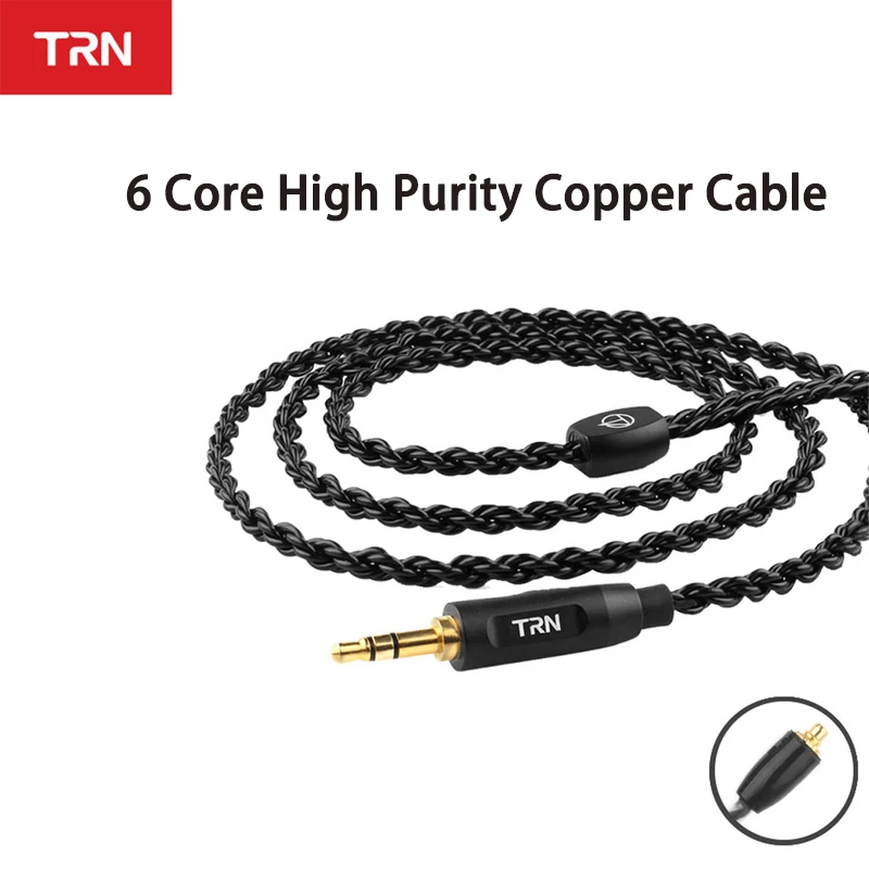 Фото Кабель для наушников TRN 6 Core, 3,5 мм на 0,75/0,78 мм, 2-контактный/MMCX, из высокочистой меди, для TRN V90 V30 V80 MT1 VX PRO MT3 ST5 BAX №1