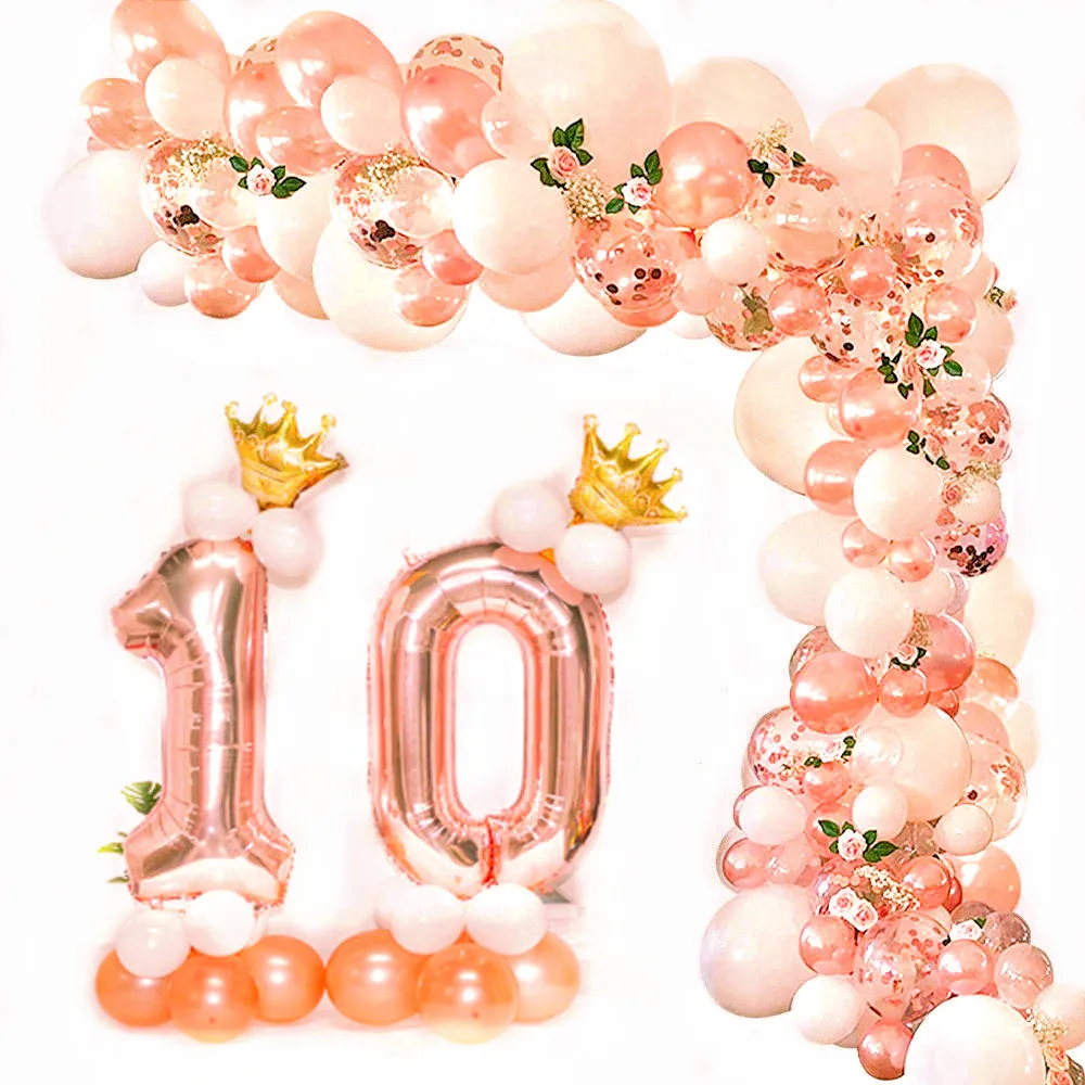 

14Pcs/set Rose Gold Number Foil Balloons Baby Shower Happy Birthday Balloons Kids Birthday Party Decorations Number Balloons