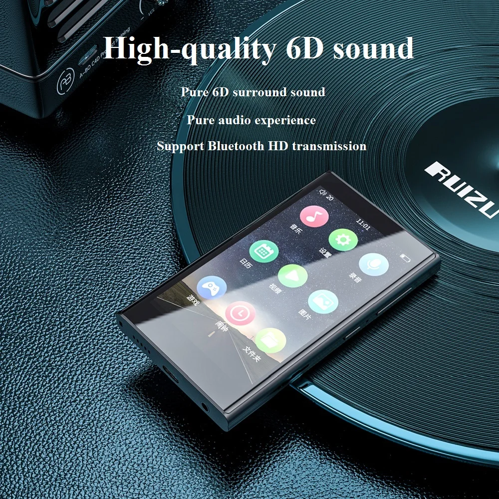 RUIZU H10 металлический MP4-плеер Bluetooth 5.0 Built-in Speaker 3 8 дюймов сенсорный экран 16 Гб