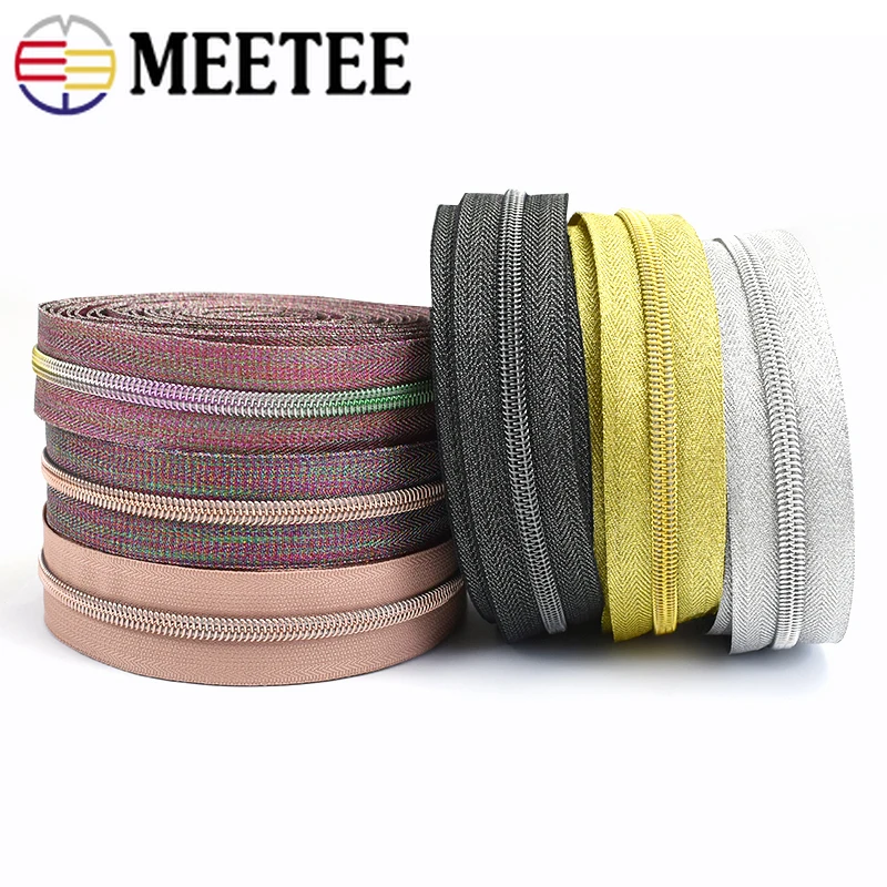 

5Meters 5# Nylon Zipper Tape with Puller Sliders Jacket Bag Clothes Decorative Continuous Zip Repair Kits DIY Sewing Accessories