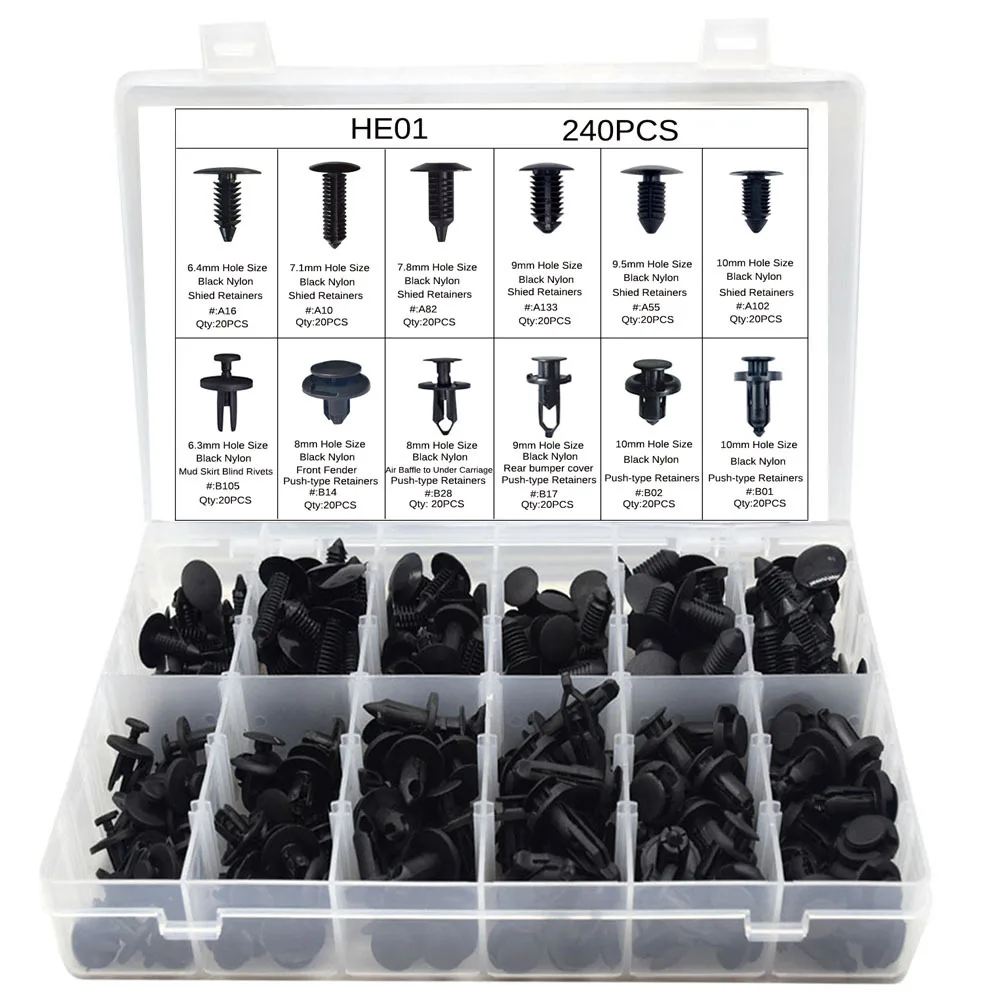

240 pieces of black car fastener clips car interior molding car rivet clips for Volkswagen Beetle Bora Eos Fox golf cart