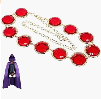P-jsmen Anime Teen Titans Superhero Raven Cosplay Waist Belt Stone Chain Halloween Costume Waist Chain Accessories Women Gifts