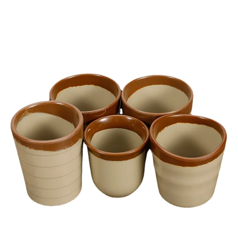 

Retro Imitation Porcelain Cup Commercial Old-fashioned Earth Glaze Thickened Cup High Temperature Plastic Cup Mouth Cup