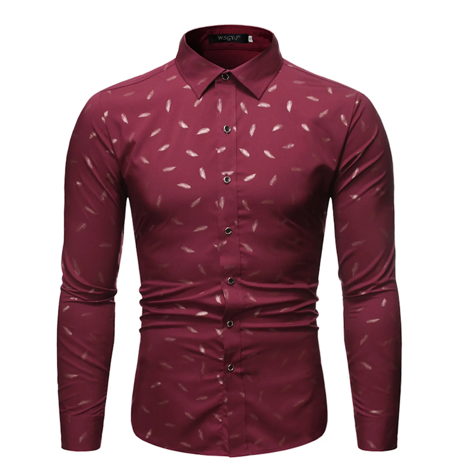 

Рубашка мужская с отложным воротником, Повседневная Формальная блузка с длинным рукавом, на пуговицах, пиджак в западном стиле, с принтом, в...