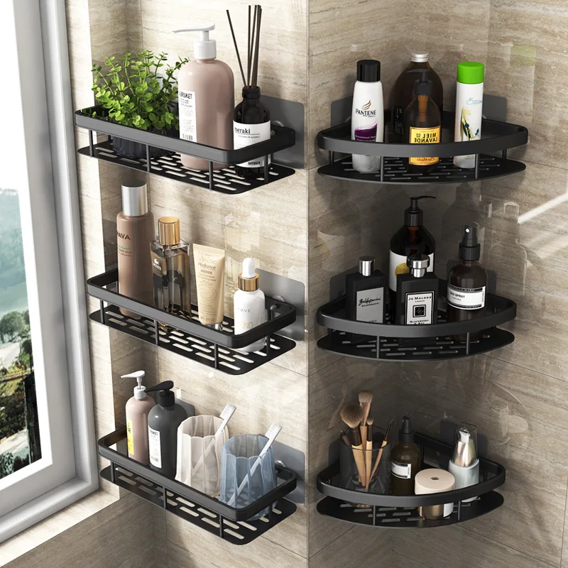 bathroom towel rack free punching magic stickers aluminum toilet holder shower room tripod pendant storage bar accessories free global shipping