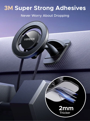 UGREEN Магнитный автомобильный держатель для телефона Сильные магниты 2 в 1 360 °   Вращающееся автомобильное крепление для Magsafe iPhone 16 15 Pro Samsung S25 Xiaomi