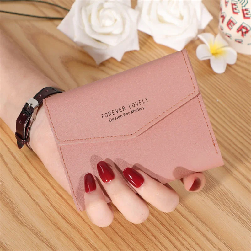 

Женские кошельки из искусственной кожи, модный короткий кошелек для монет, дамская сумочка с держателем для карт, миниатюрный студенческий кошелек с нулевой пряжкой, простая Корейская сумочка