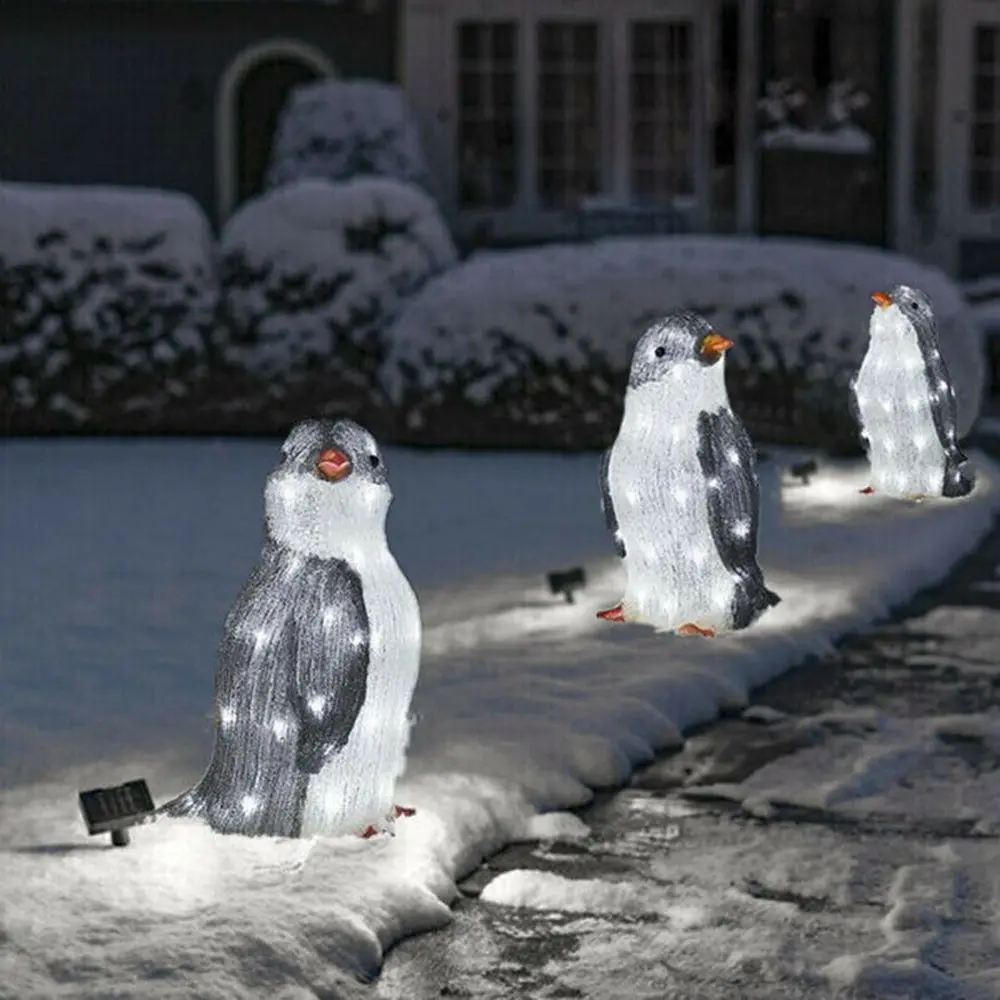 

Yard Decor Xmas Decor Party 50 LED Lamp Stake Penguin Garden Decoration Light 2022 Christmas Acrylic