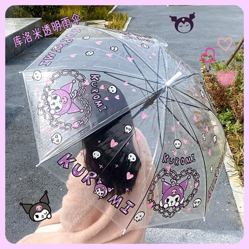 

Kawaii Cartoon Hello Kittys Transparent Umbrella Sanrios Cinnamoroll Automatic Fold Student Long Handle Ins Lovable Girl Gift