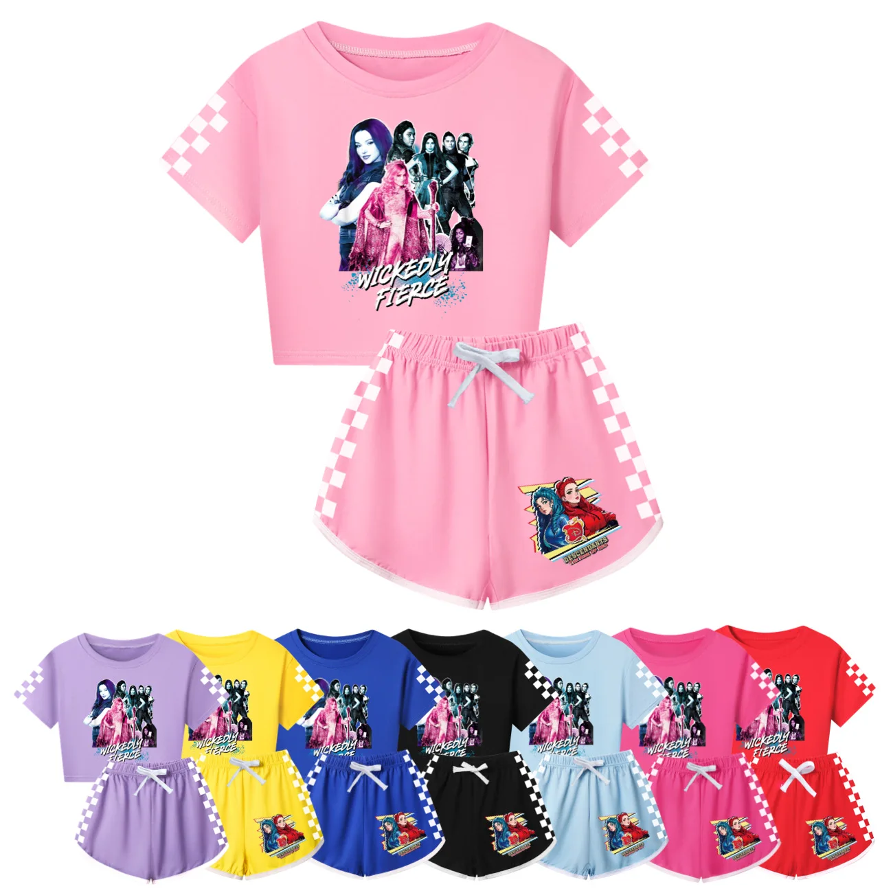 Новый комплект одежды Descendants 4 летняя детская футболка с обнажением живота для