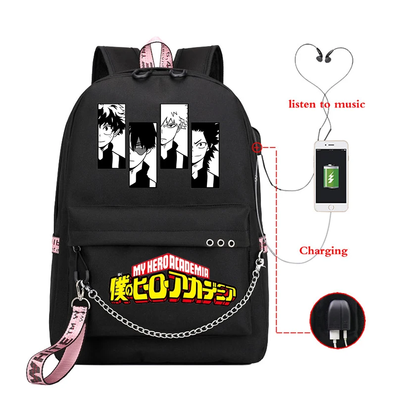 

Школьная сумка с Usb-разъемом и принтом из аниме «Моя геройская Академия», томура, шигараки, Даби, Тодороки, Katsuki, Bakugo, класс 1A, рюкзак для мальч...