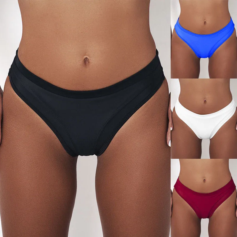 

Women Summer Swim Briefs Bottoms Beachwear Swimsuit G-string Low Waist Solid Swimwear Panties Thongs Underwear Knickers