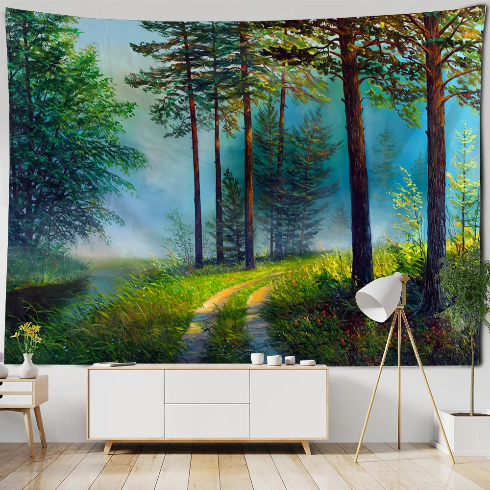 

Bedroom Living Room Decoration European and American Oil Painting Tree of Life Wall Hanging Tapestry Art Curtain