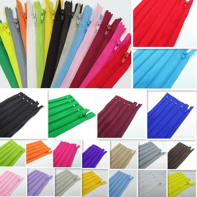 

30Pcs 3# (3-10 Inches) 7.5-25CM Closed Nylon Coil Zipper Suitable For Bags And Clothing