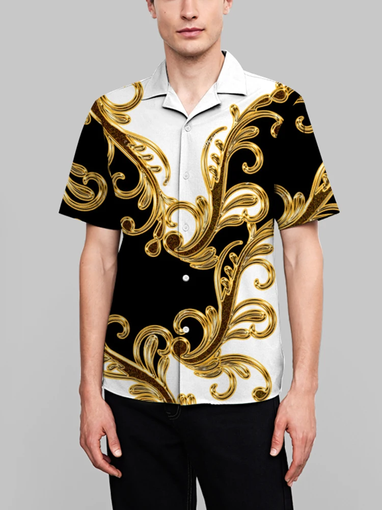 Мужская пляжная рубашка с короткими рукавами элегантная Гавайская Классическая