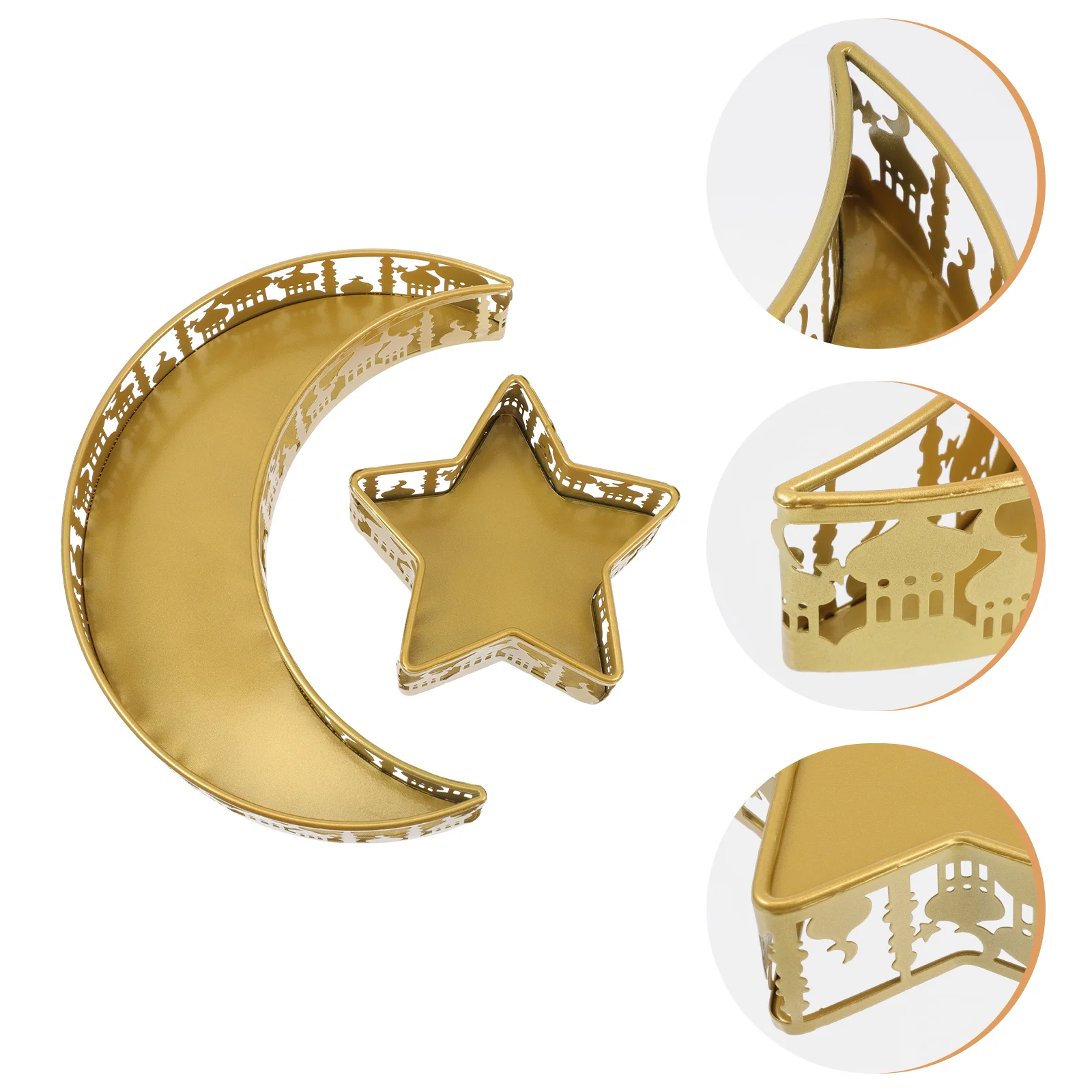 

2 Pcs Muslim Decor Ramadan Star Moon Moon Tray Moon Star Platter Moon Star Serving Snack Serving Tray