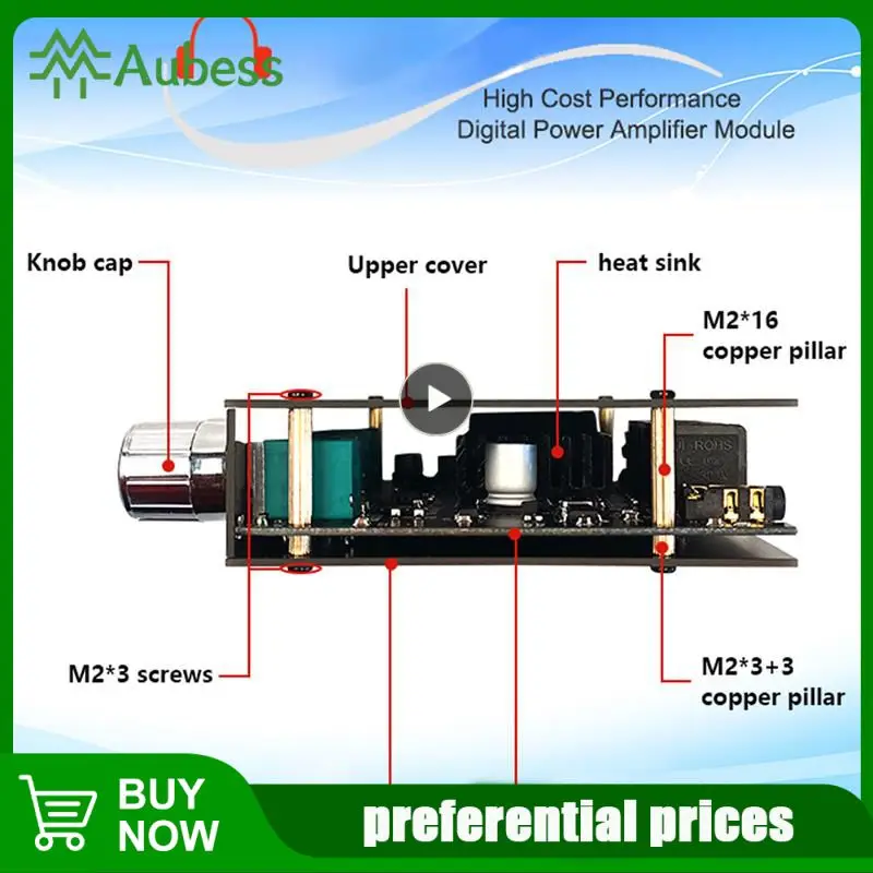 

2.1 Channel 5.0 Power Amplifier Board Adjustable Stereo Board Stable Black Aux Amp Amplificador