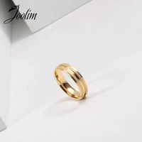 joolim high end gold pvd waterproof concave double emery rings for women stainless steel jewelry wholesale