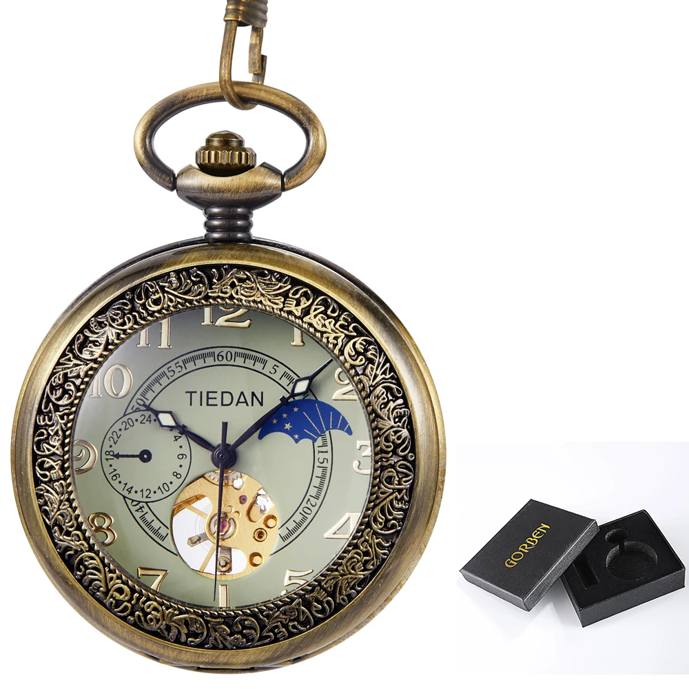 2022 Bronze Antique Mechanical Pocket Watch Hollowed Steampunk Case Pattern Carving Pendant Necklace reloj hombre Men Women