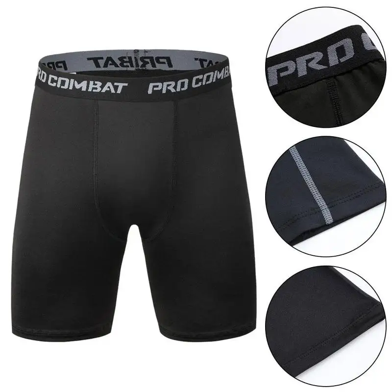 

Sports Men Leggings Fitness Elastic Compression Tights Quick Drying Running Training Stretch Five Point Shorts