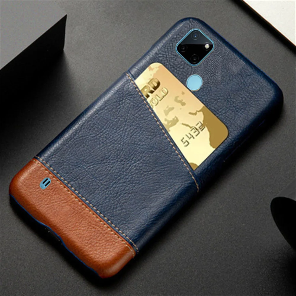 

For Cover OPPO Realme C21Y Case Mixed Splice PU Leather Card Slots Holder Cover For Realme C21Y C21 Y RMX3261 RealmeC21Y C 21Y