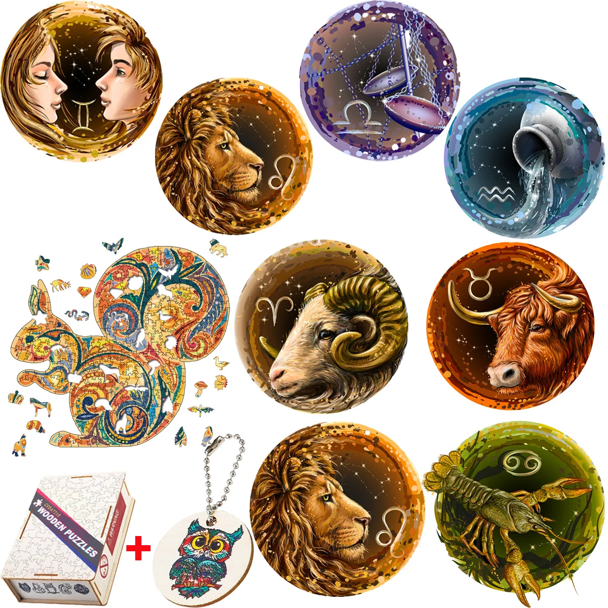 Уникальные деревянные пазлы с двенадцатью созвездиями элегантная деревянная