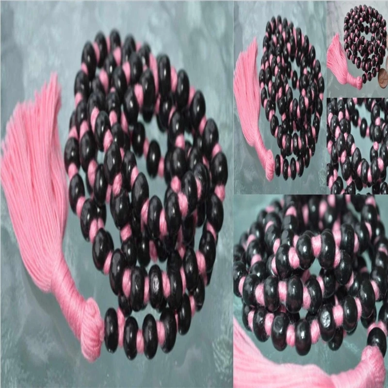 Ожерелье из натурального черного дерева с бусинами 6 мм